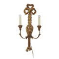 Vintage Italian Carved Gilt Wood & Metal Wall Sconces